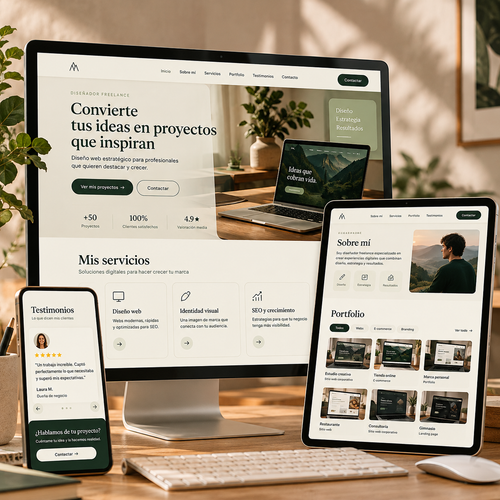 Portfolio web profesional en varios dispositivos